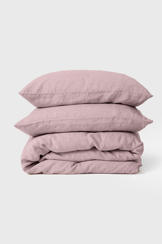 Linen bedding set in Dusty Rose