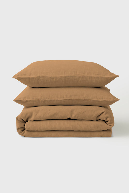 Linen bedding set in Mustard