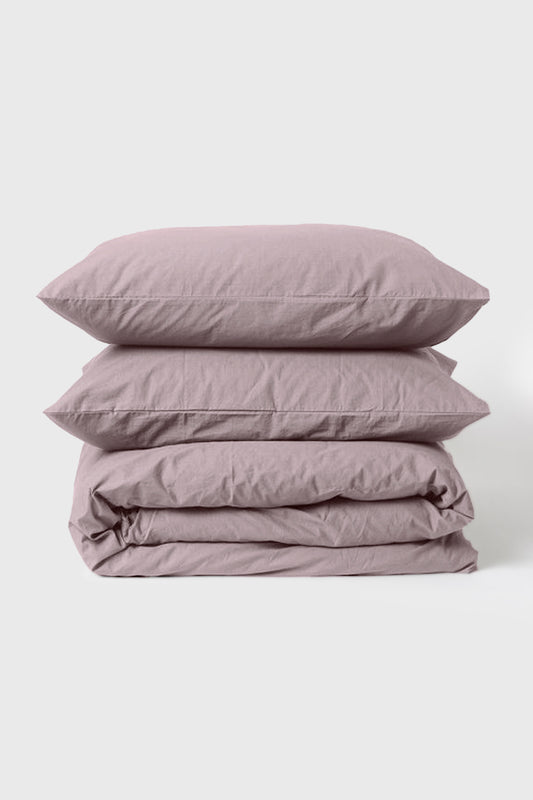 Linen bedding set in Rosy Brown