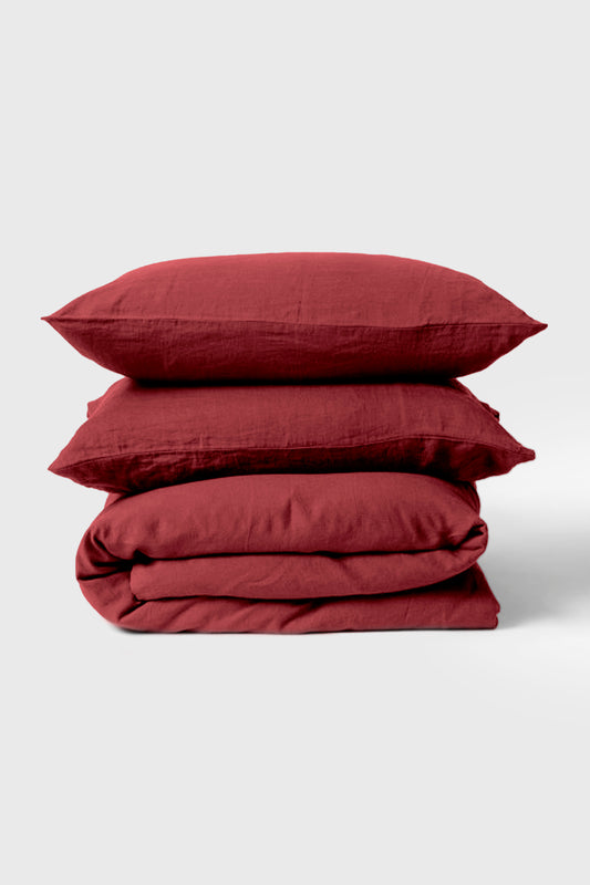 Linen bedding set in Terracotta