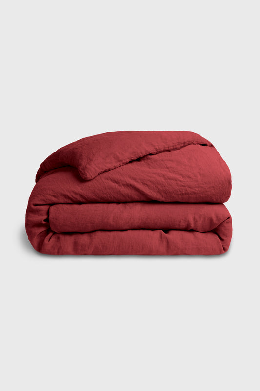 Linen duvet cover in Terracotta