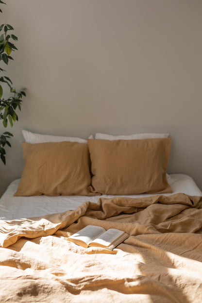 Linen duvet cover in Mustard