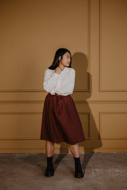 Bergen mid-length linen skirt - Linanden