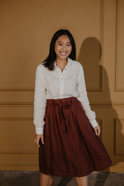 Bergen mid-length linen skirt - Linanden