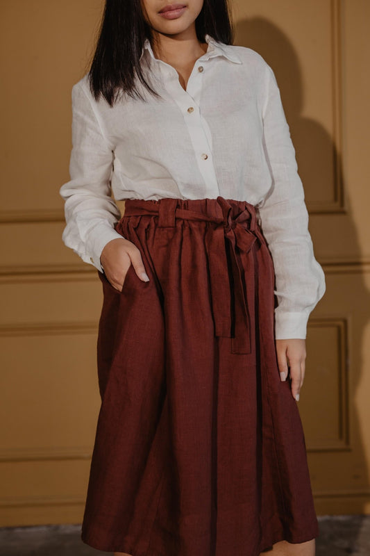 Bergen mid-length linen skirt - Linanden