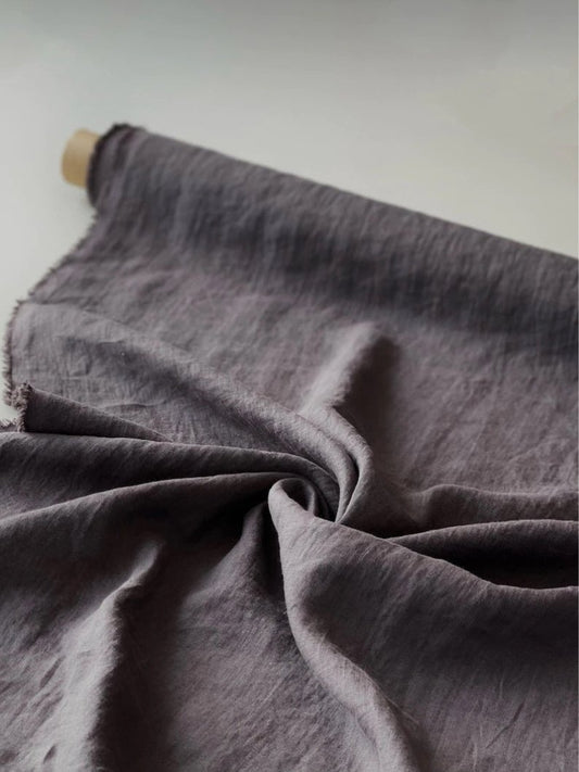 Charcoal 95" / 240 cm linen fabric - Linanden