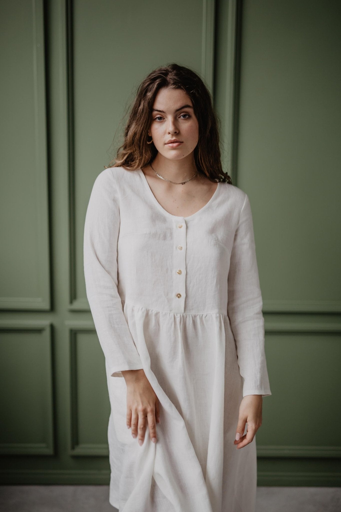 Lapland mid-length linen dress - Linanden