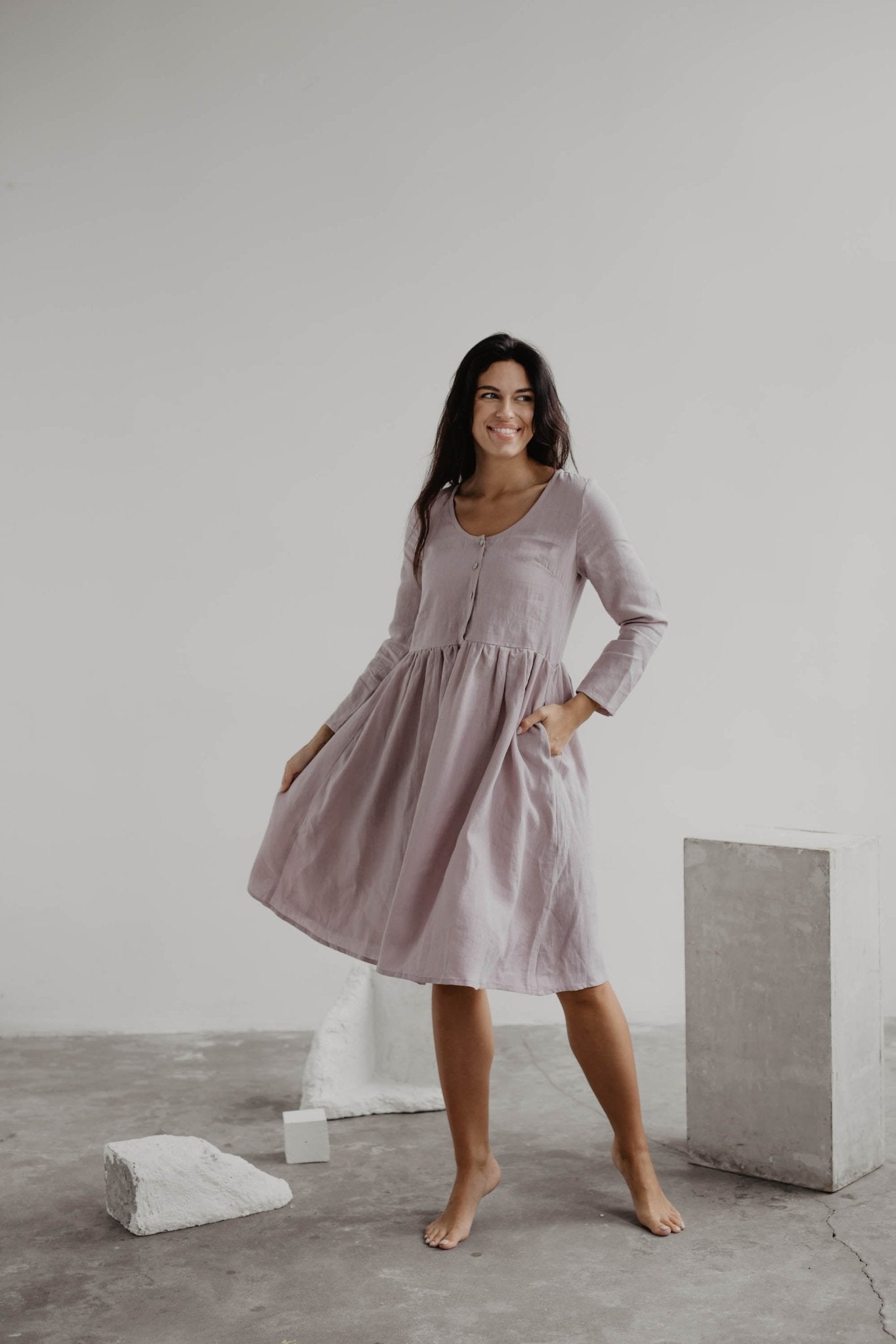 Lapland mid-length linen dress - Linanden