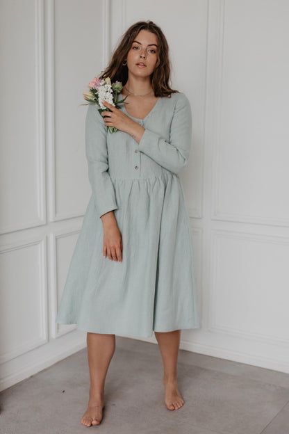 Lapland mid-length linen dress - Linanden