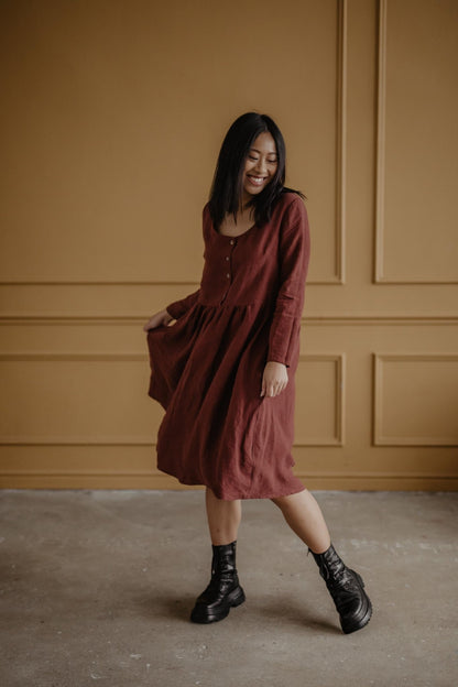 Lapland mid-length linen dress - Linanden