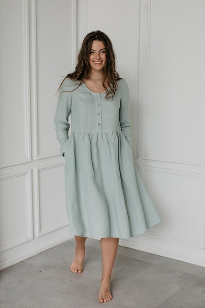 Lapland mid-length linen dress - Linanden