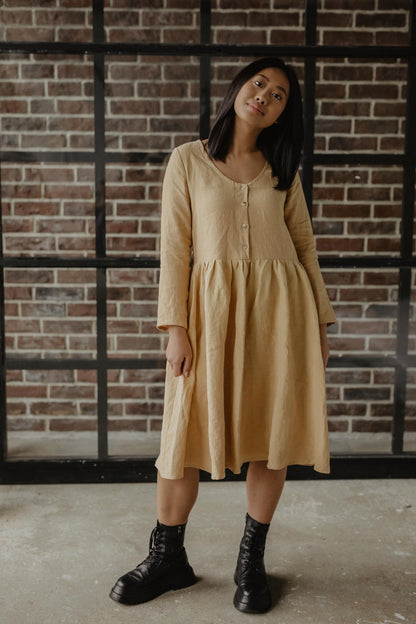 Lapland mid-length linen dress - Linanden