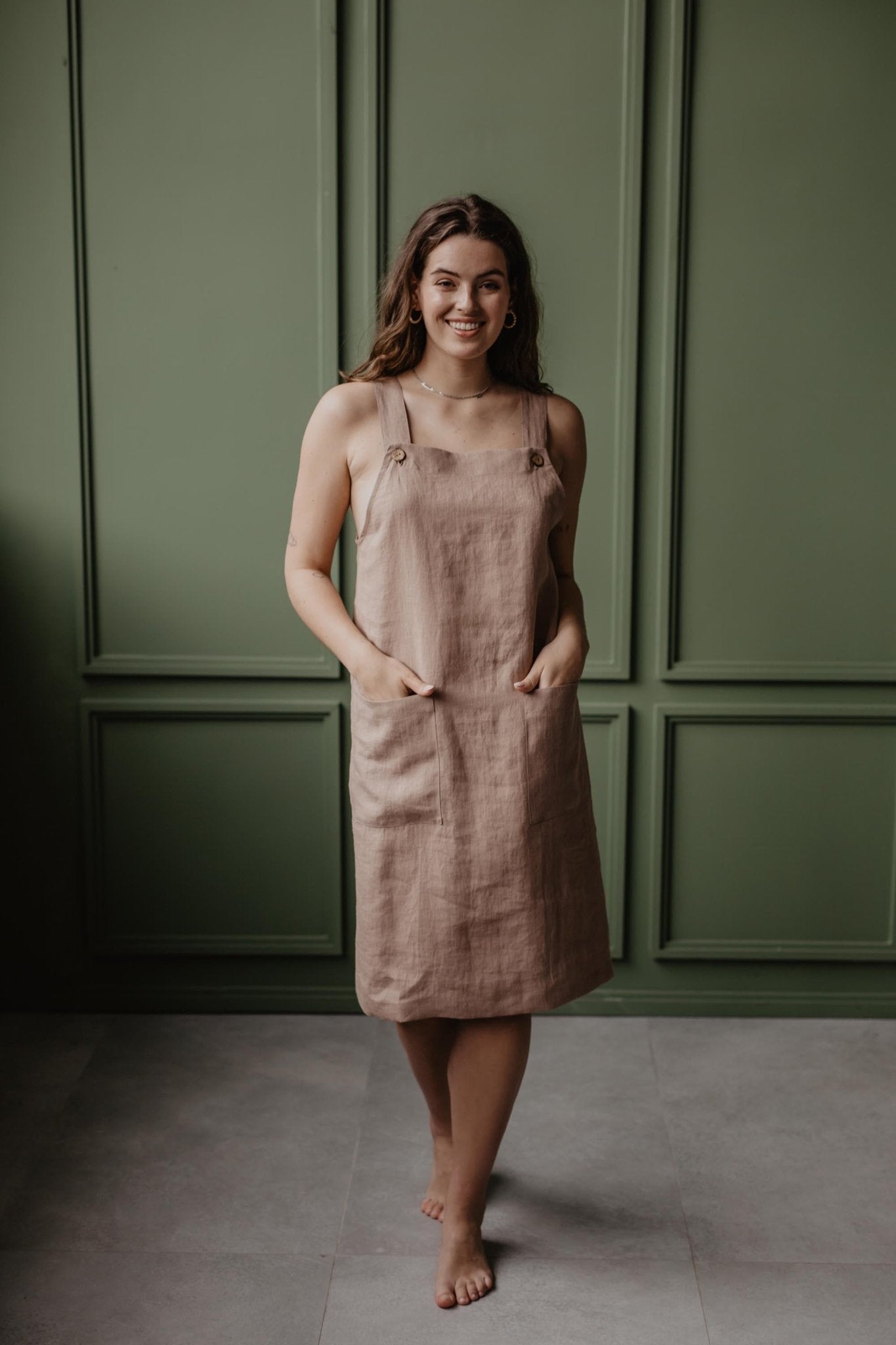 Linen apron dress JADE - Linanden