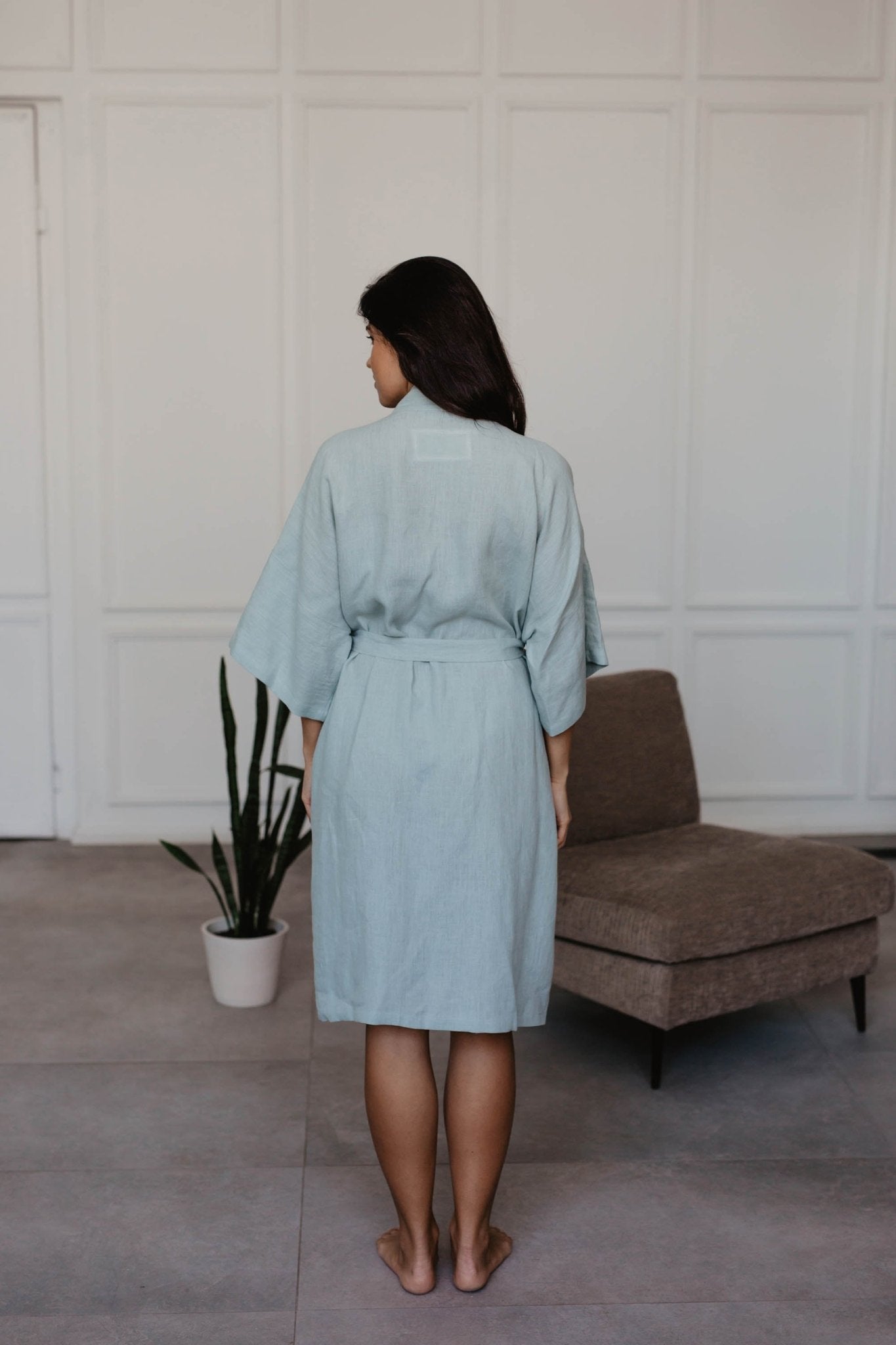 Linen bathrobe Midnight - Linanden