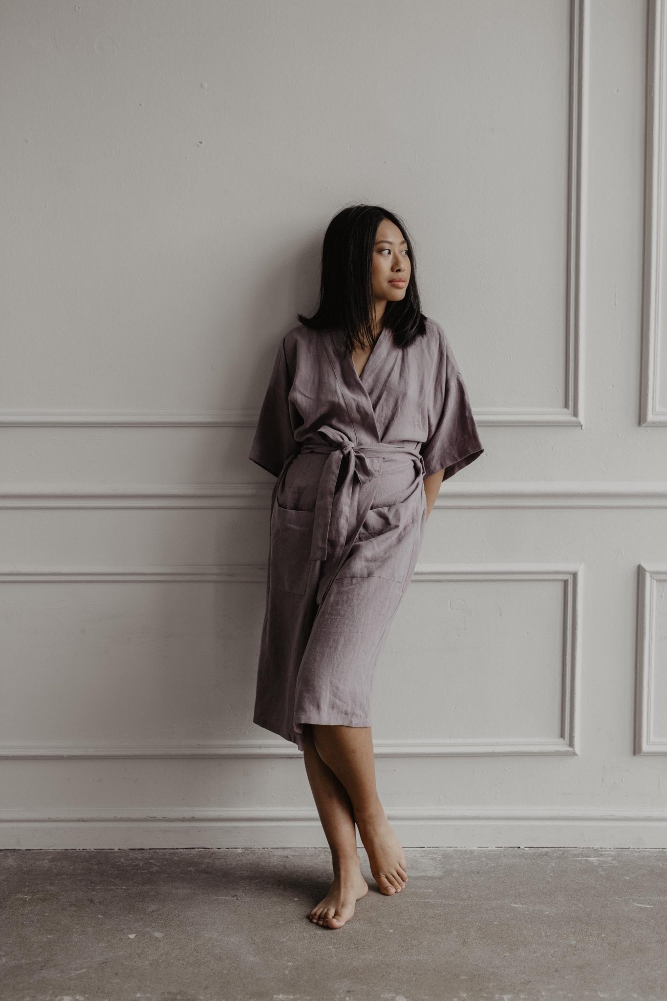 Linen bathrobe Midnight - Linanden