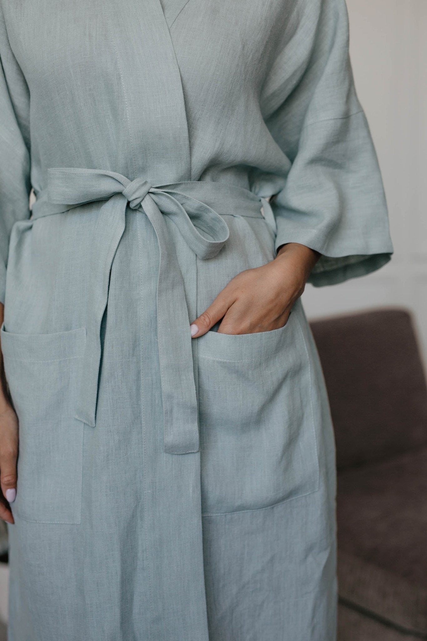 Linen bathrobe Midnight - Linanden