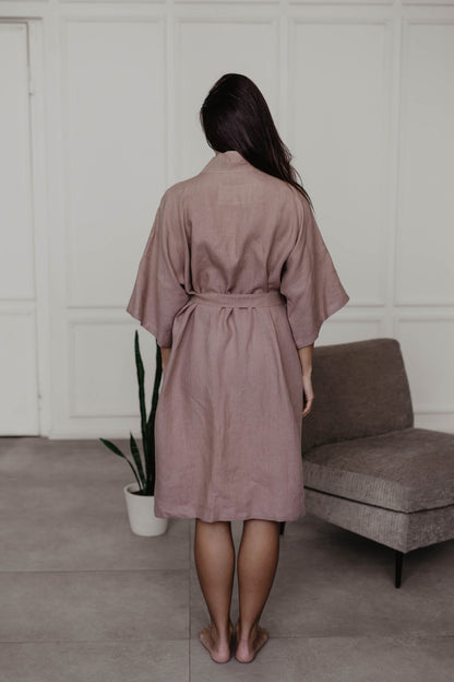 Linen bathrobe Midnight - Linanden