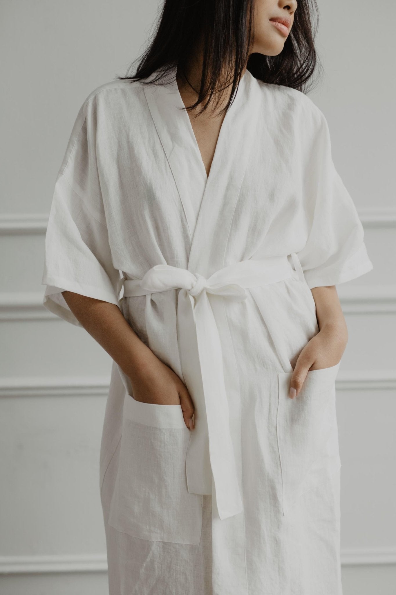 Linen bathrobe Midnight - Linanden