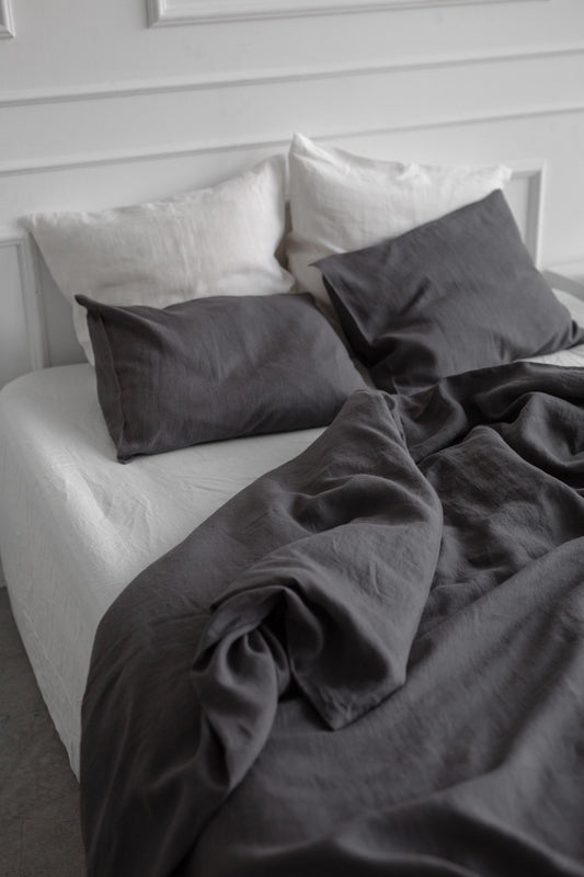 Linen bedding set in Charcoal - Linanden