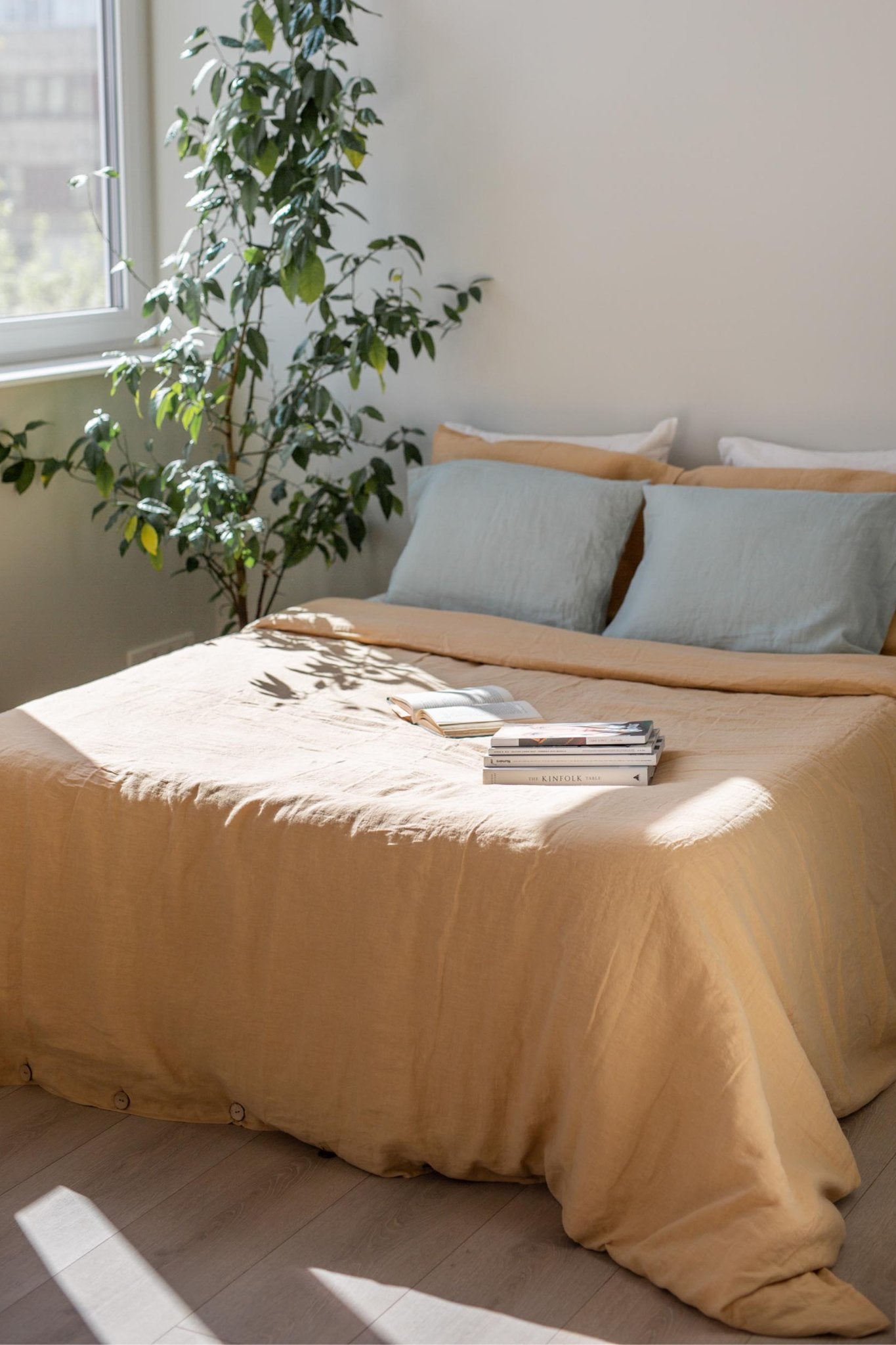 Linen bedding set in Mustard - Linanden