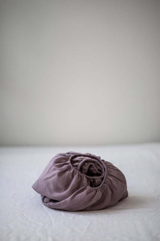 Linen fitted sheet in Dusty Lavender - Linanden