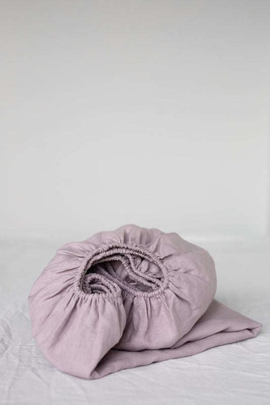 Linen fitted sheet in Dusty Rose - Linanden