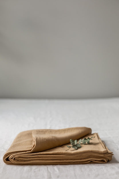 Linen flat sheet in Mustard - Linanden