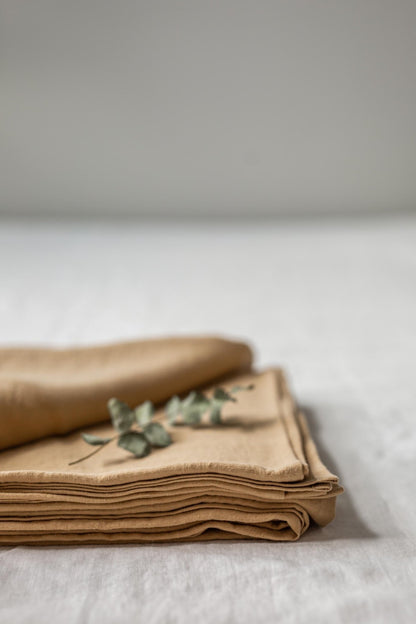 Linen flat sheet in Mustard - Linanden