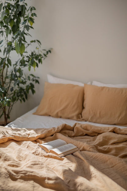 Linen pillowcase in Mustard - Linanden