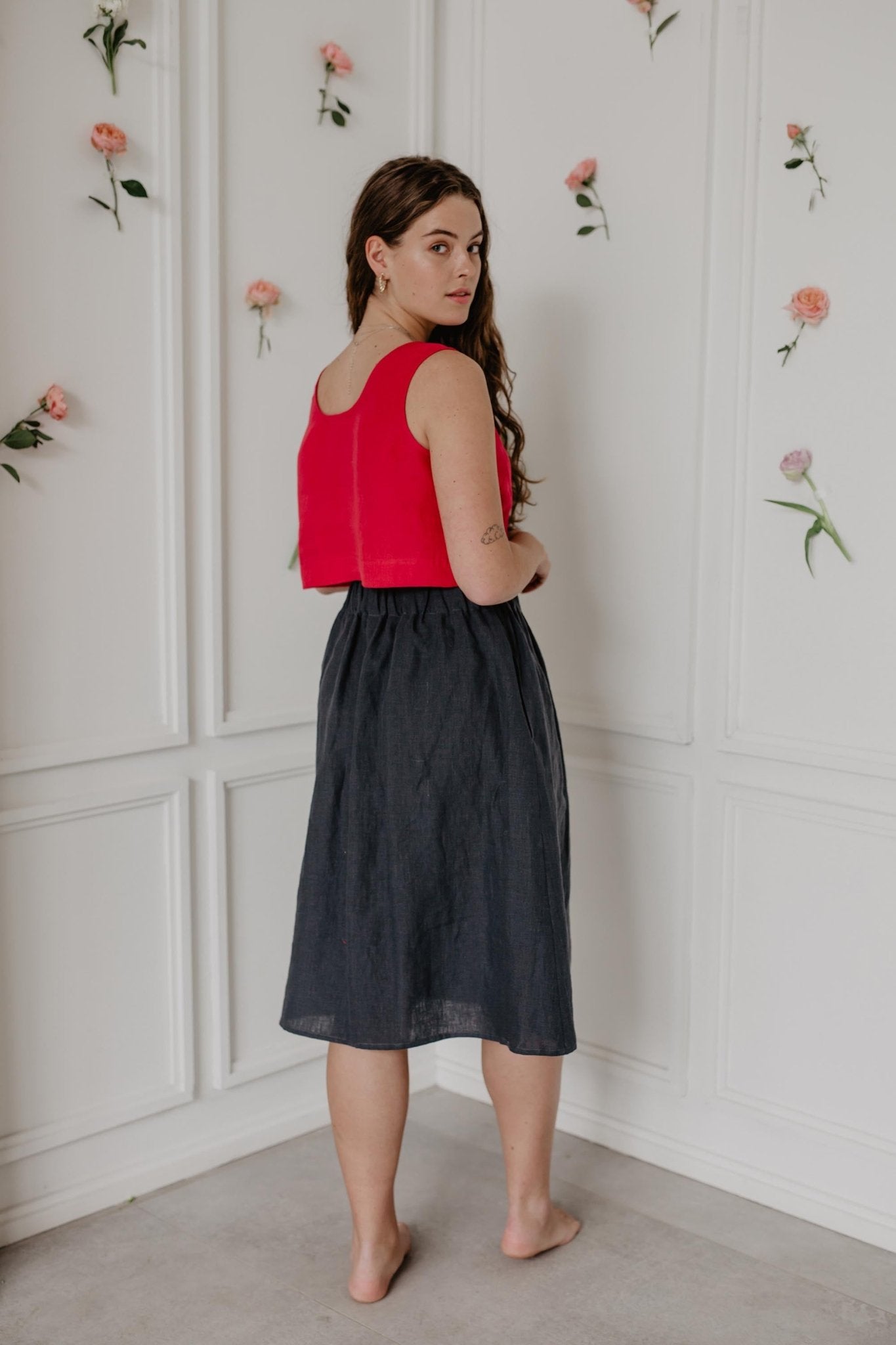 Linen skirt with buttons DAISY - Linanden