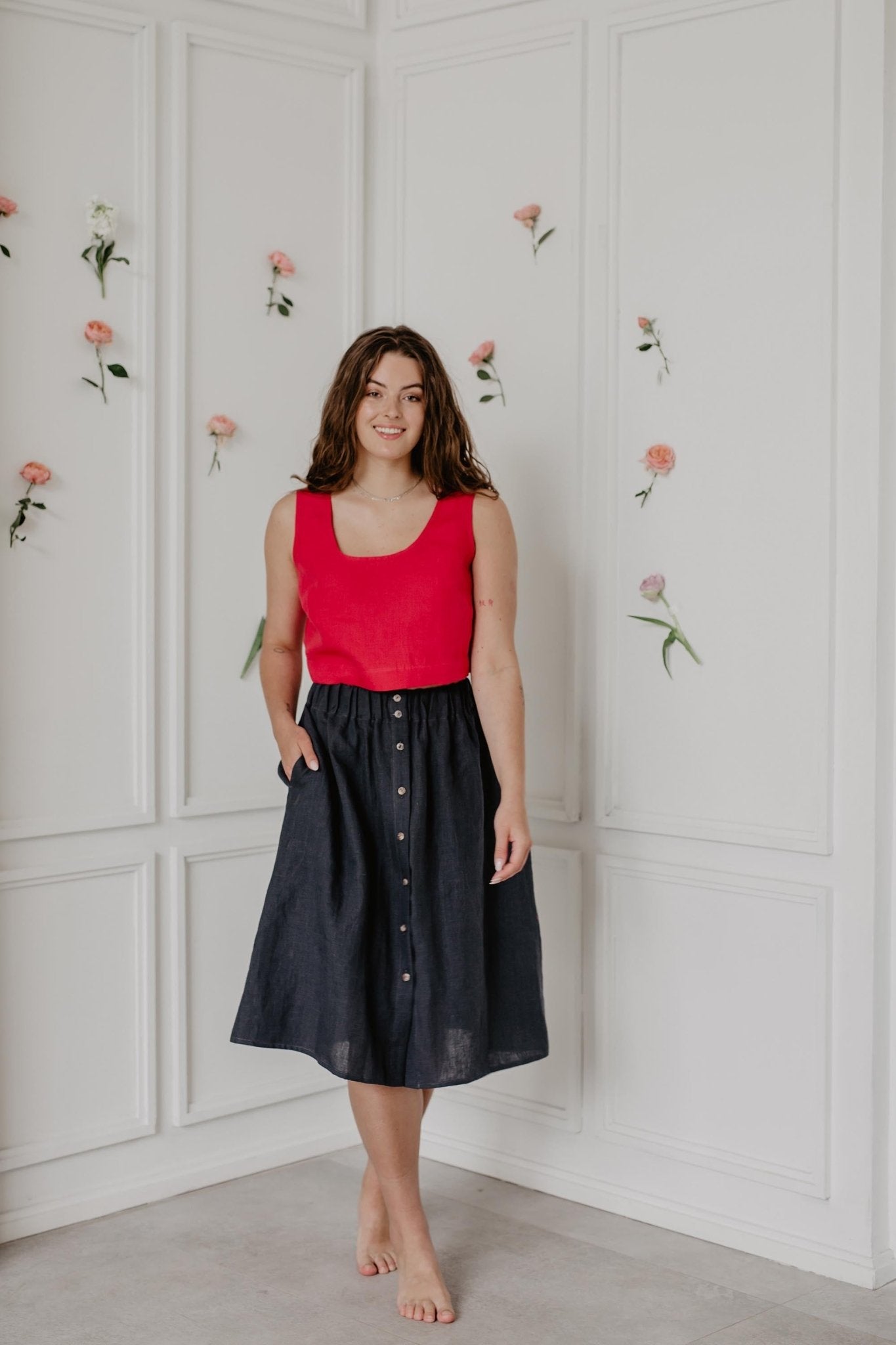 Linen skirt with buttons DAISY - Linanden