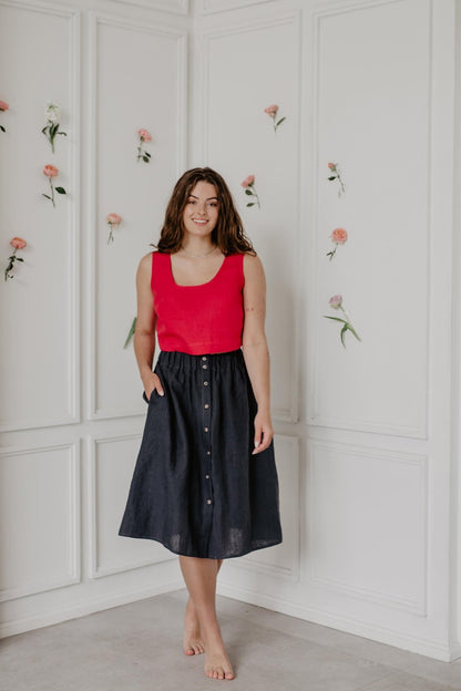 Linen skirt with buttons DAISY - Linanden