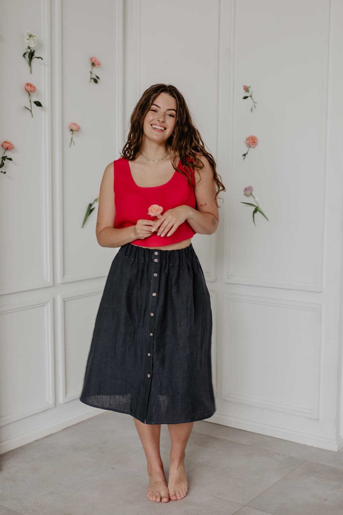 Linen skirt with buttons DAISY - Linanden