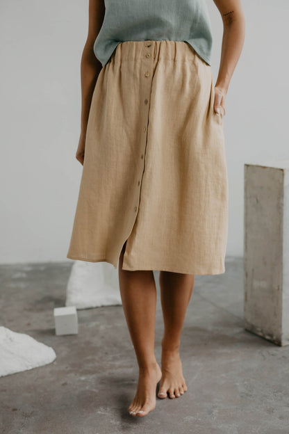 Linen skirt with buttons DAISY - Linanden