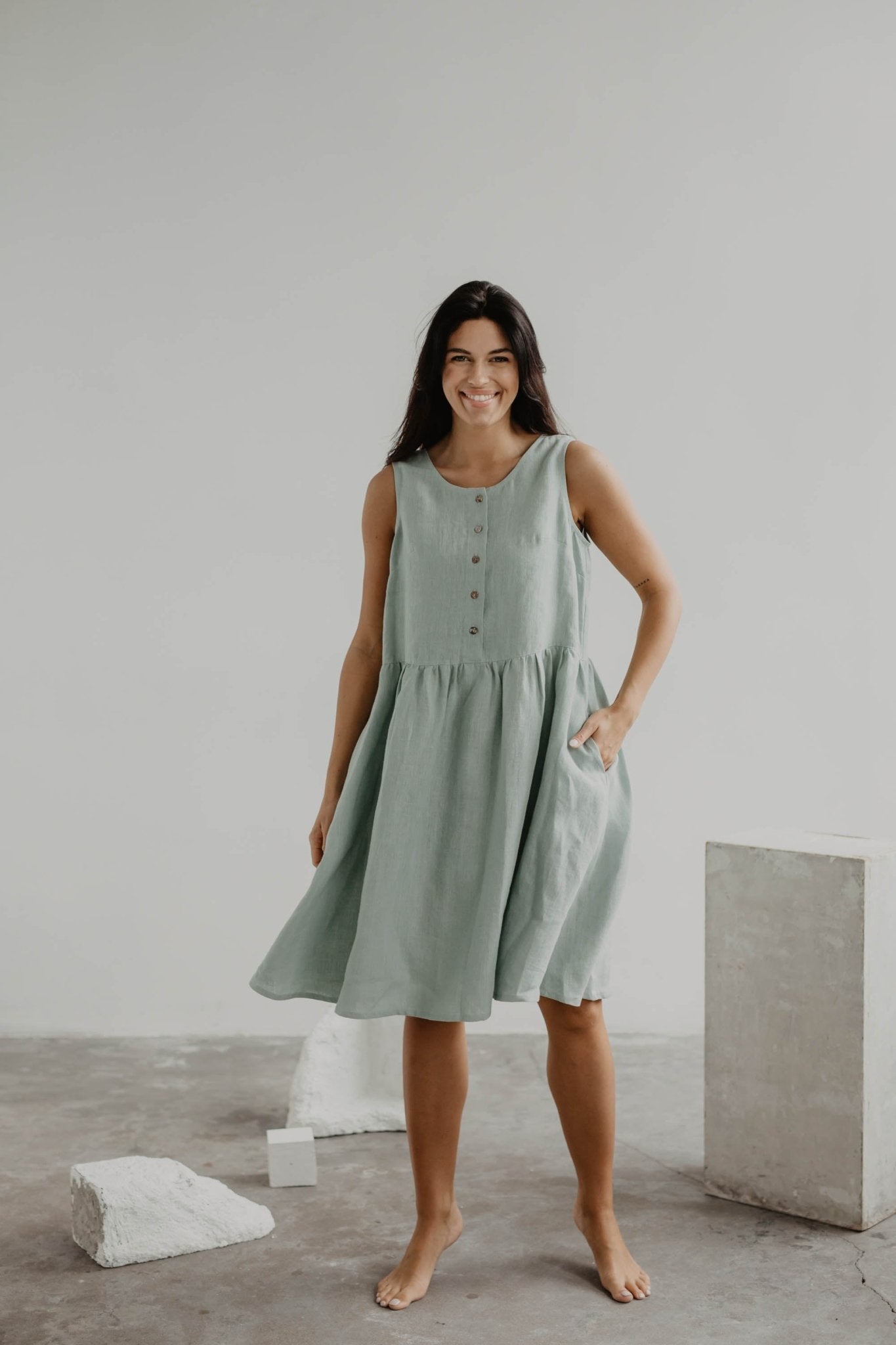 Linen sleeveless summer dress HAZEL - Linanden