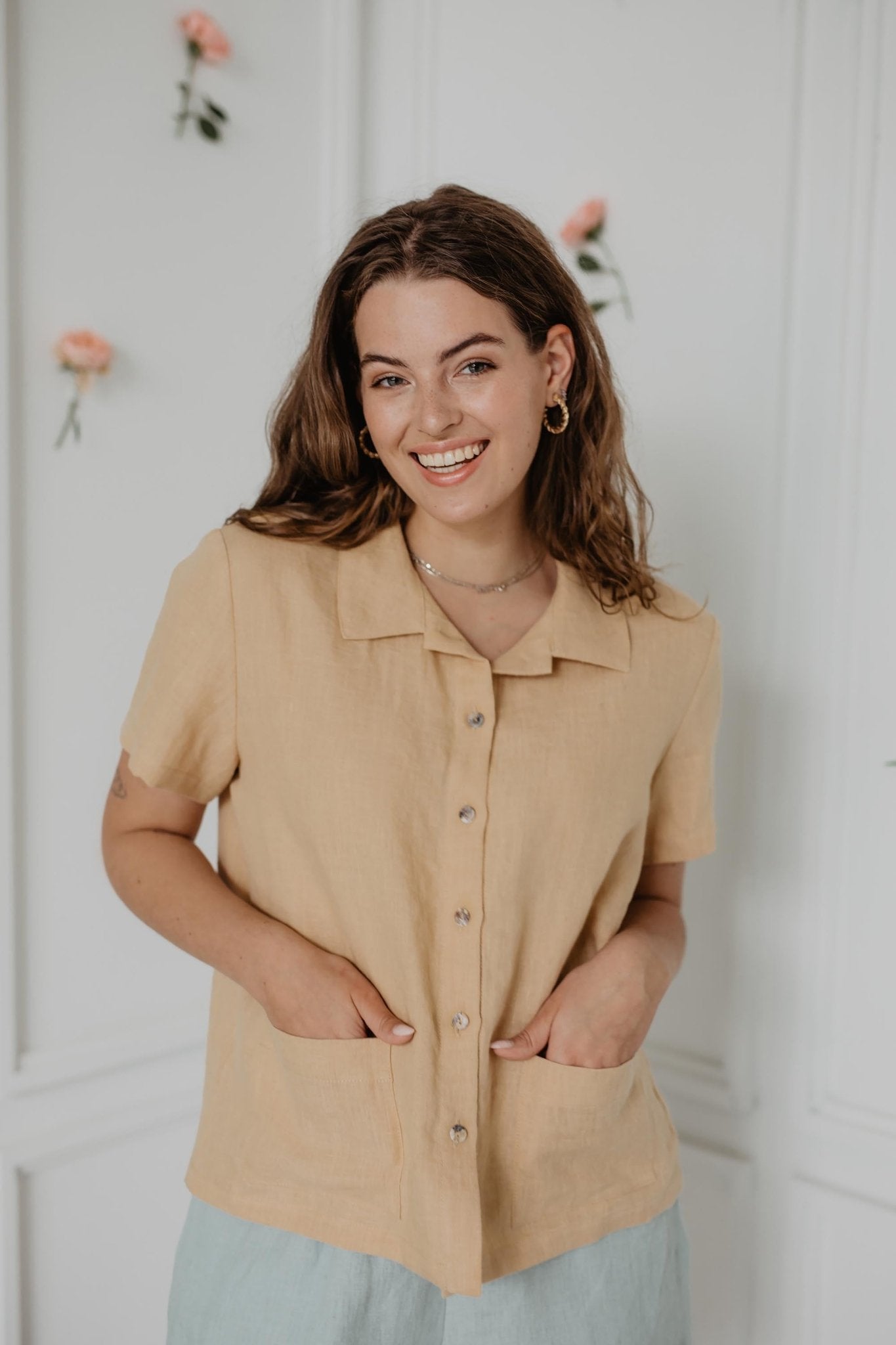 Linen summer shirt SCARLETT - Linanden