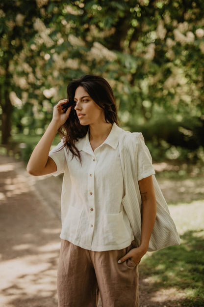 Linen summer shirt SCARLETT - Linanden