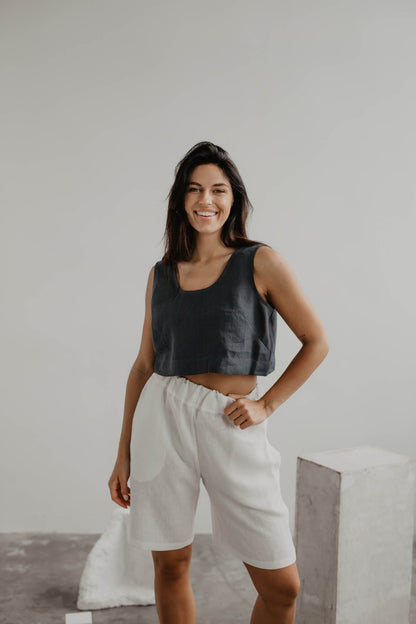 Long linen shorts MATILDA - Linanden