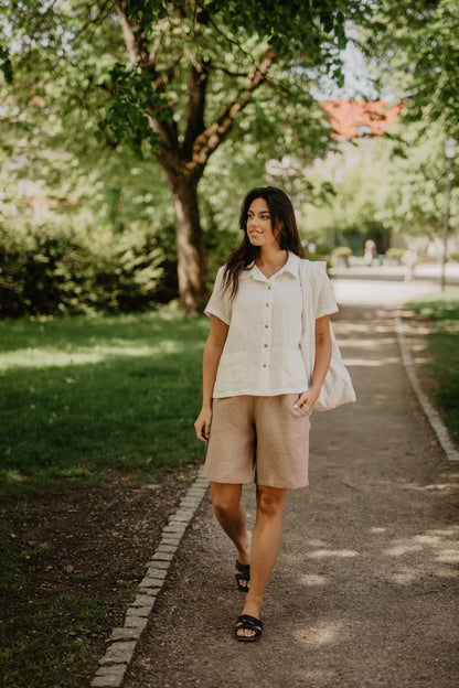 Long linen shorts MATILDA - Linanden