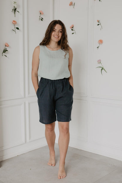 Long linen shorts MATILDA - Linanden