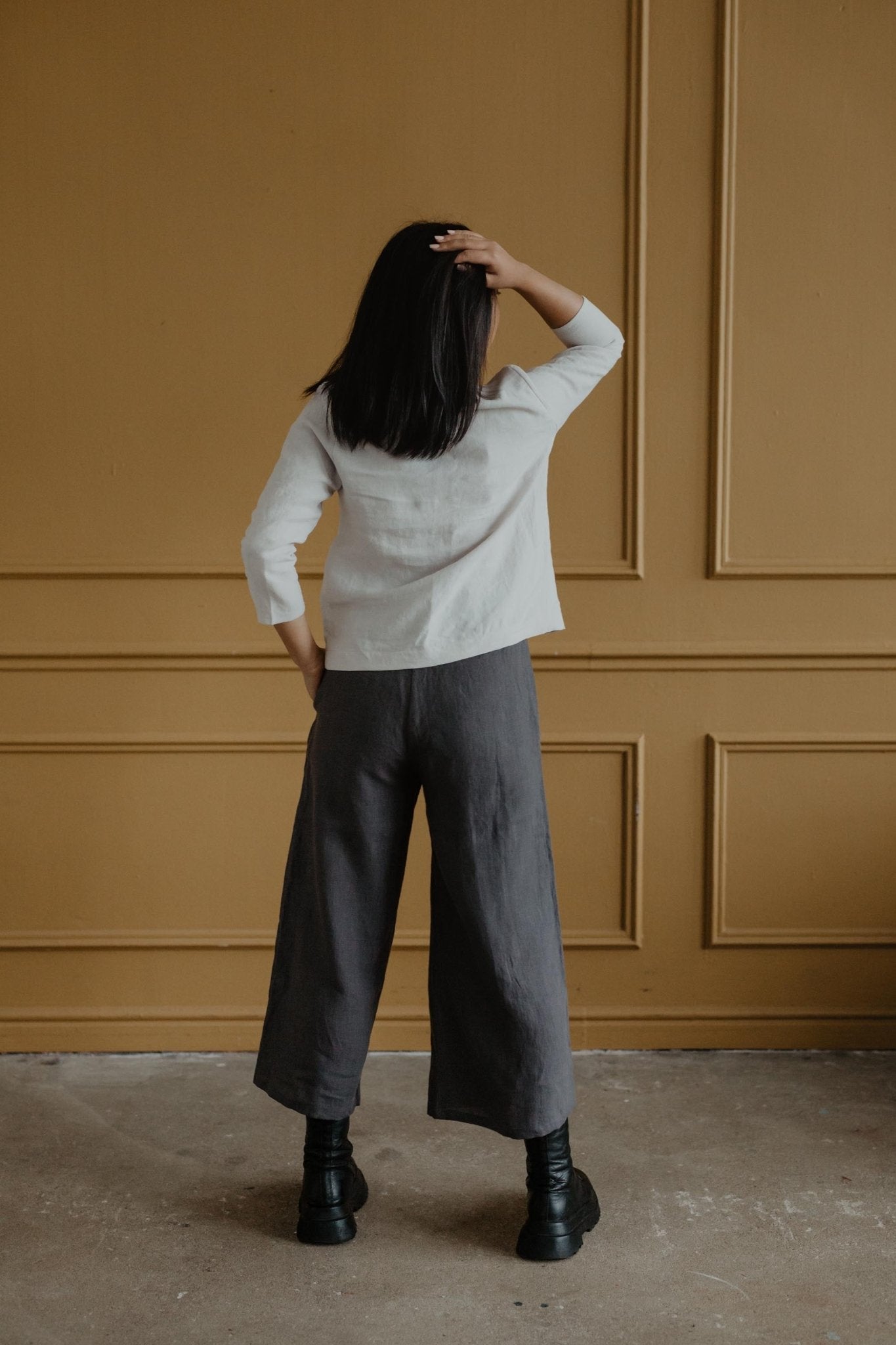 Riga linen top 3/4 sleeves - Linanden