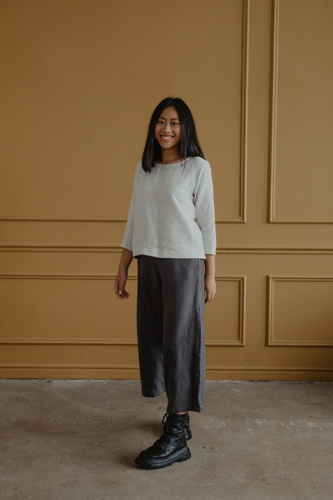 Riga linen top 3/4 sleeves - Linanden