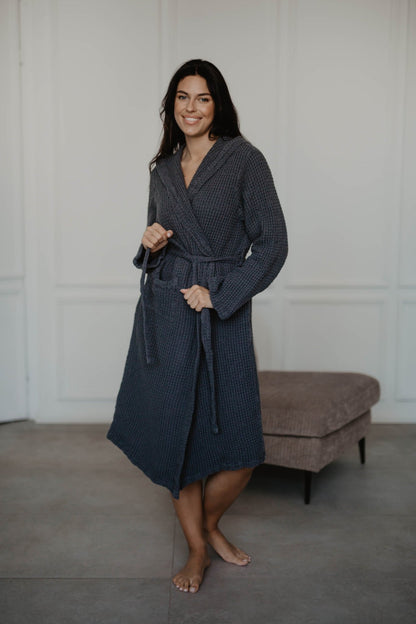 Waffle linen bathrobe Snuggle - Linanden