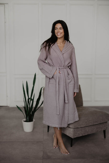 Waffle linen bathrobe Snuggle - Linanden