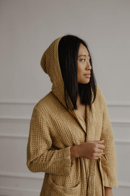 Waffle linen bathrobe Snuggle - Linanden