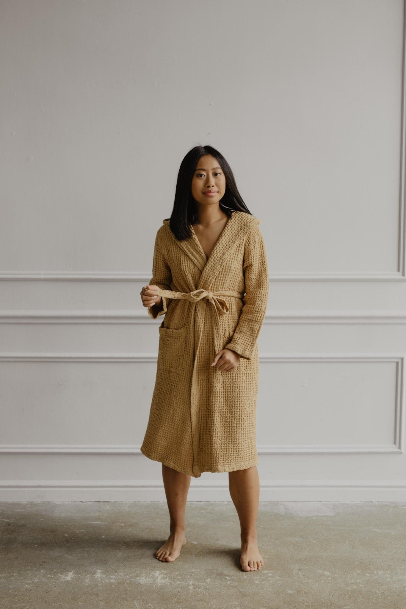 Waffle linen bathrobe Snuggle - Linanden