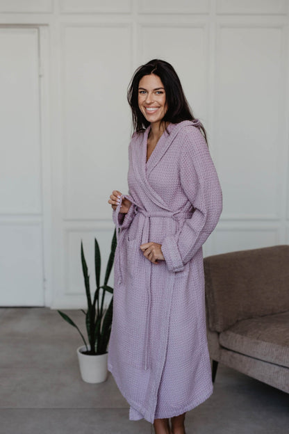 Waffle linen bathrobe Snuggle - Linanden