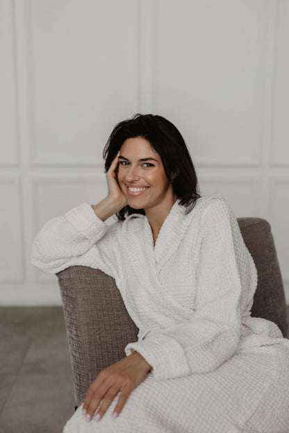 Waffle linen bathrobe Snuggle - Linanden