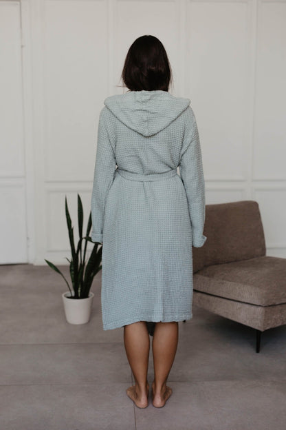 Waffle linen bathrobe Snuggle - Linanden